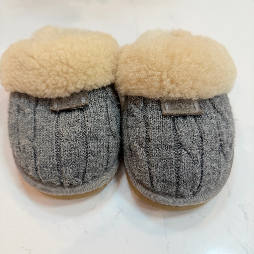 UGG Gray and Tan Kids Slippers size 11